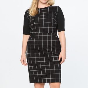 Eloquii 9 to 5 Windowpane Work Dress sz 20 black and white